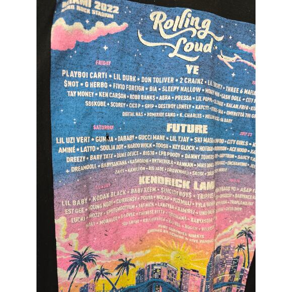 Rolling Loud Miami 2022 Graphic T-Shirt x Vans Black Tee Size M Music Fest Y2K - Picture 4 of 8